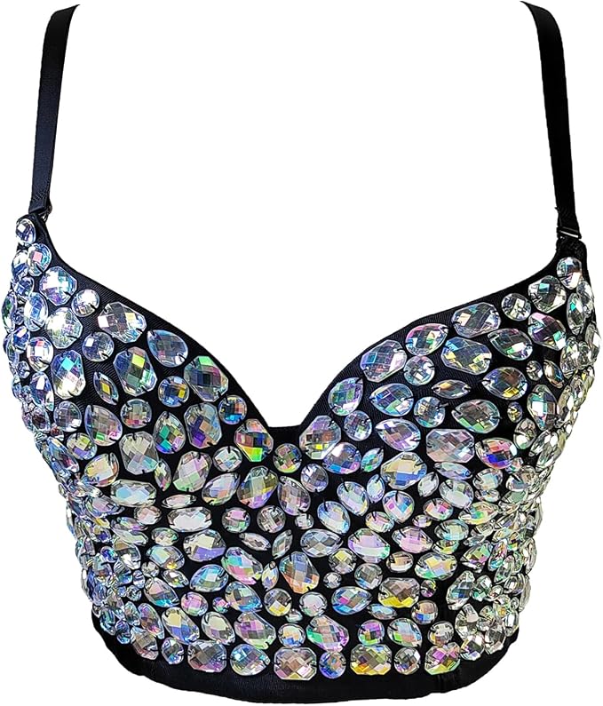 Rhinestone Diamond Bra Black