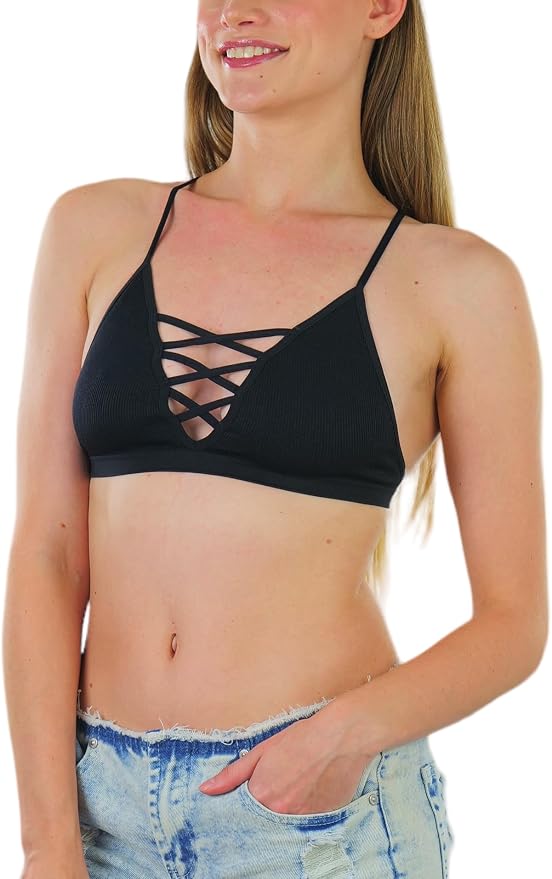 Deep V Cage Strappy - Black