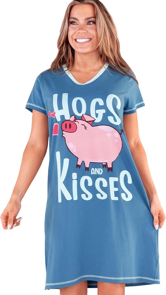 Blue Hogs & Kisses Nightshirt