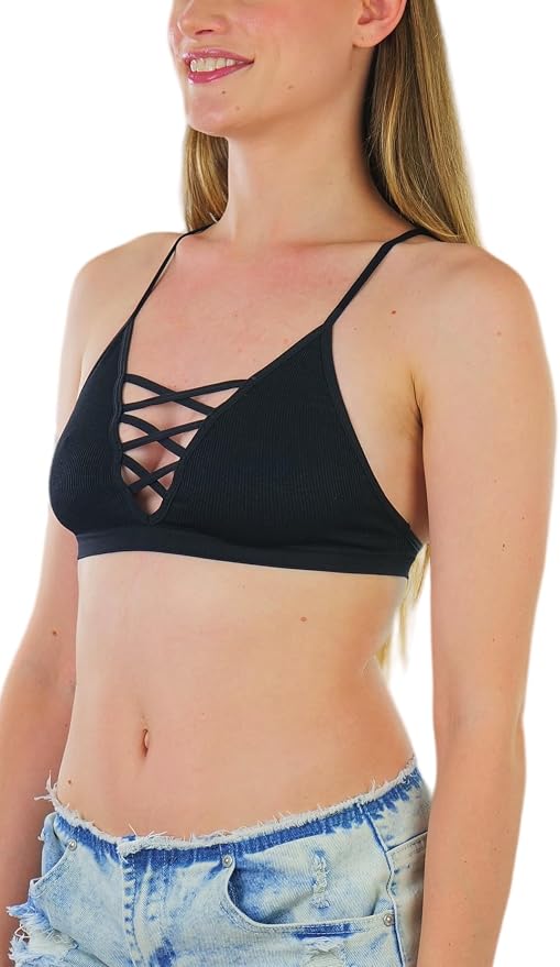 Deep V Cage Strappy - Black