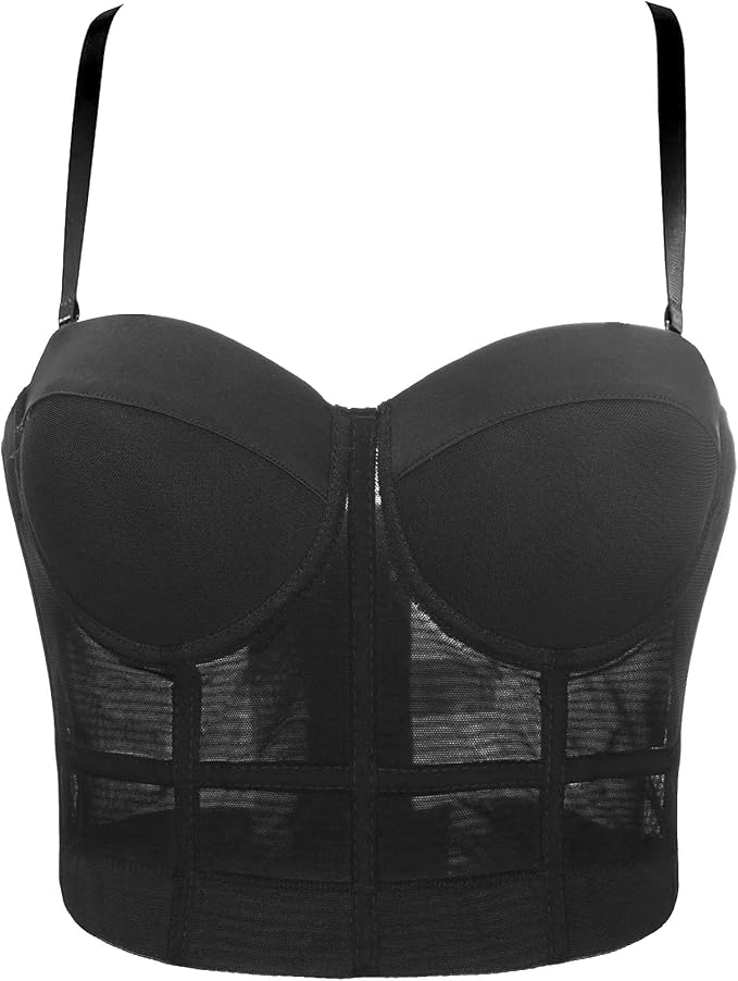 Mesh Breath Crop Top Black