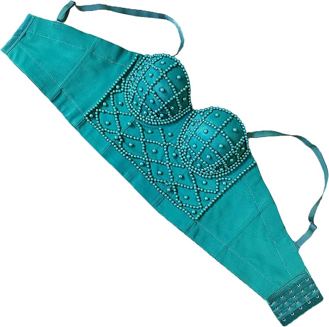 Pearls Beaded Bustier Corset Green