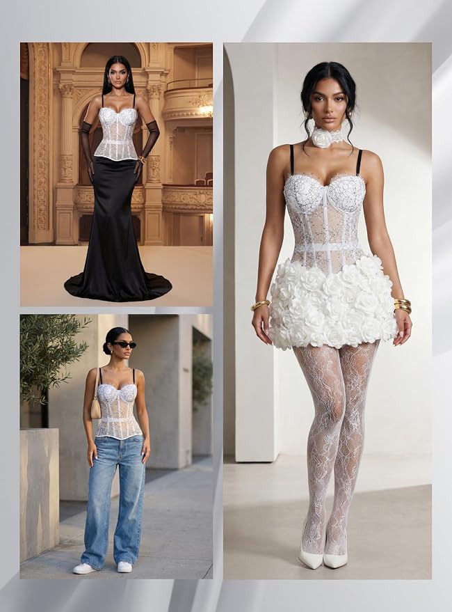 White Lace Flowers - Measure Your Body & Use the Size Chart!