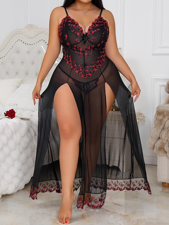 Black Red Embroidery
