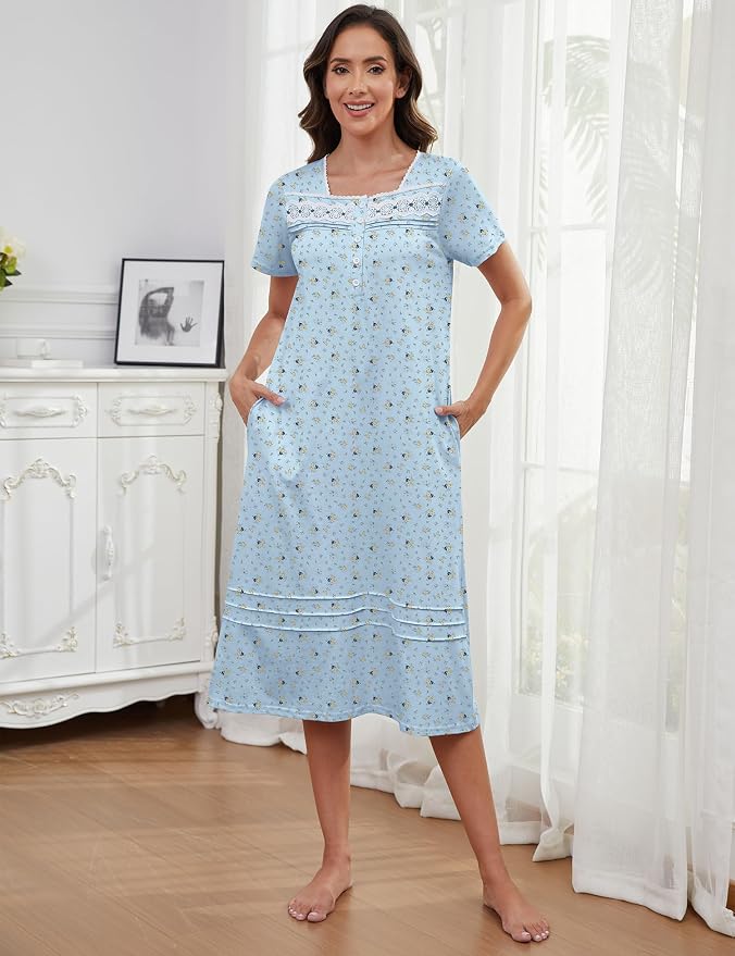 Short Sleeve-blue Flower