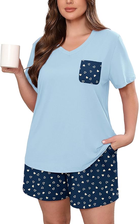 Navy Blue Heart Print