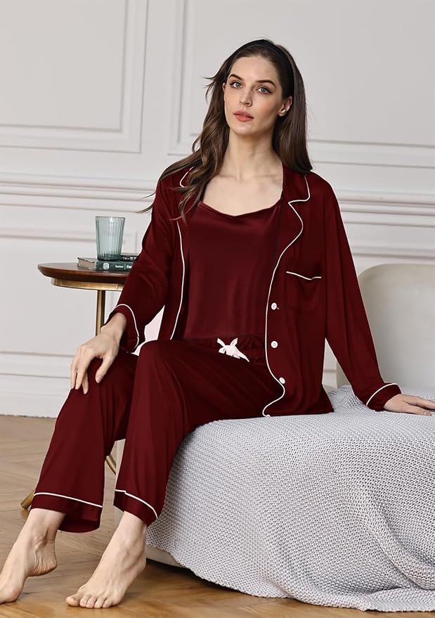 Burgundy With White Color Piping