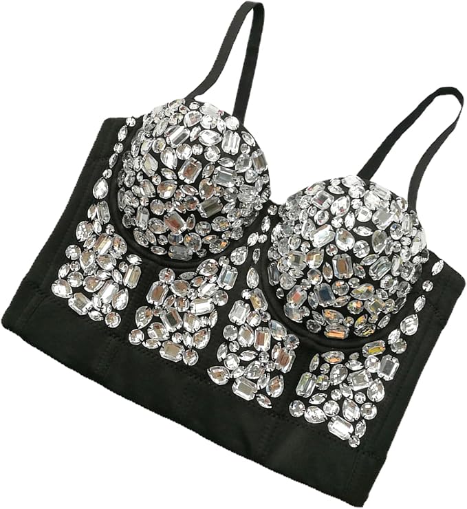 Rhinestone Corset Bustier Silver