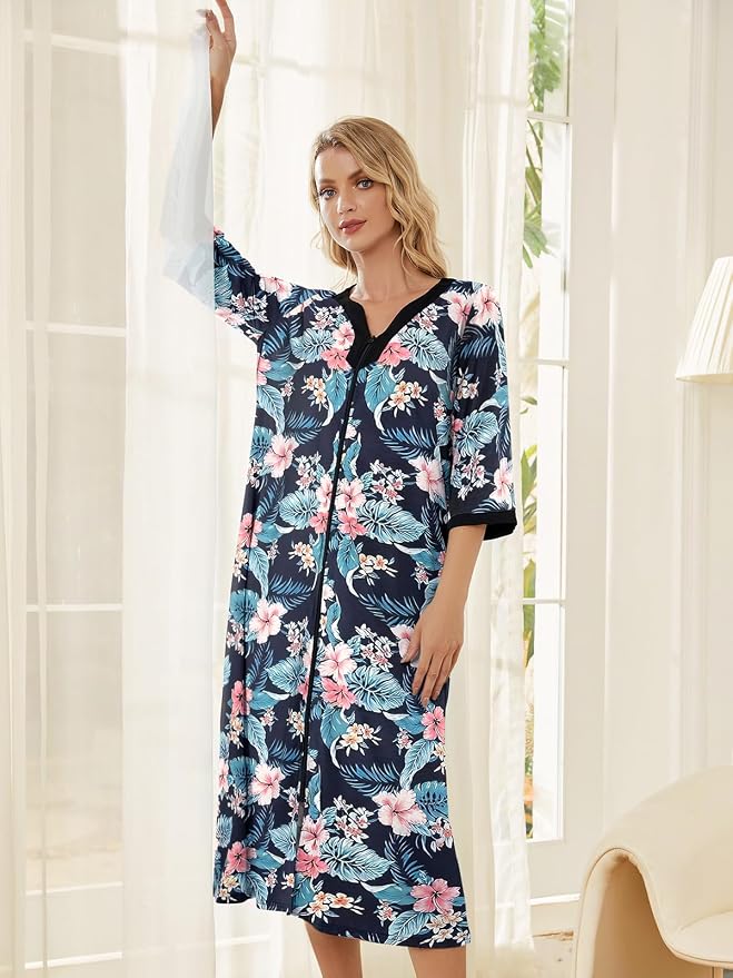 Navy Blue Pink Flower