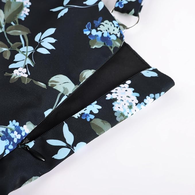 Black Blue-rose Floral