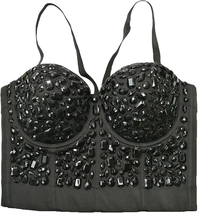 Rhinestone Corset Bustier Black