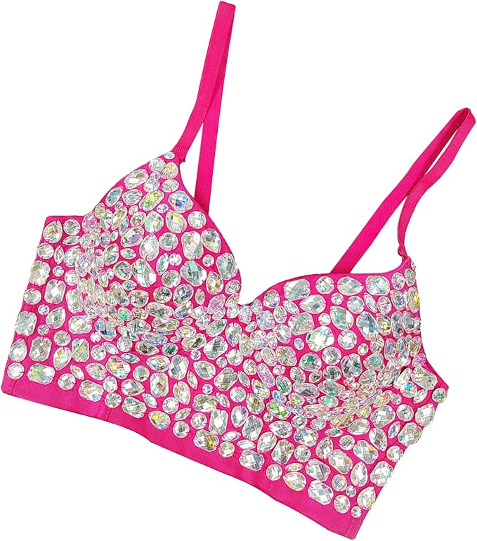 Rhinestone Diamond Bra Rose