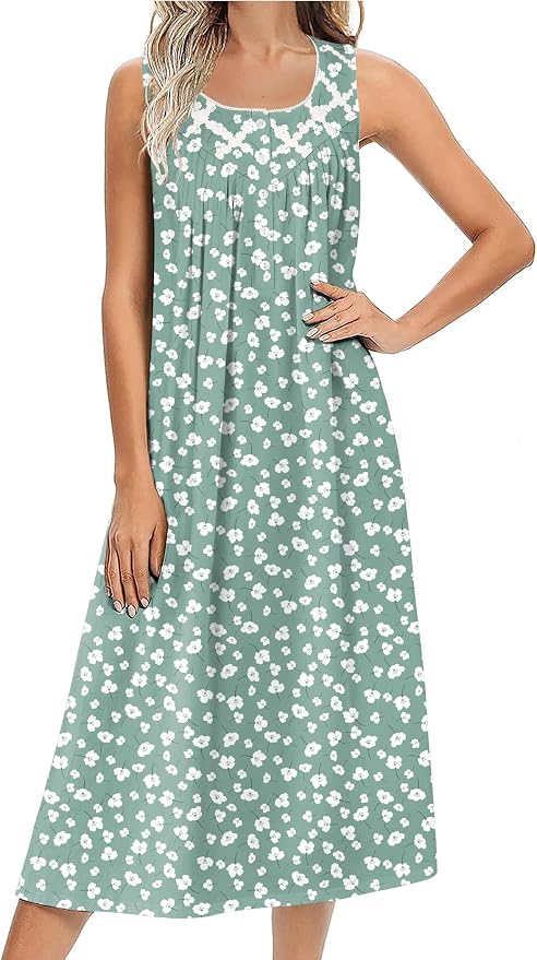 Green White Florals