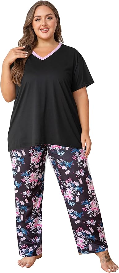 Purple Blue Floral/Black