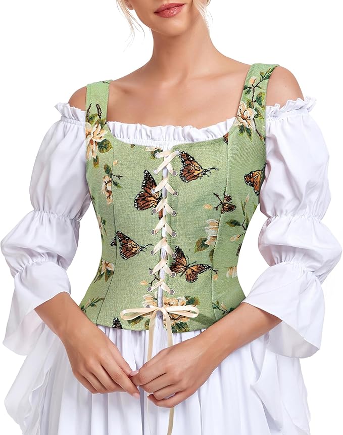Green Floral Corset