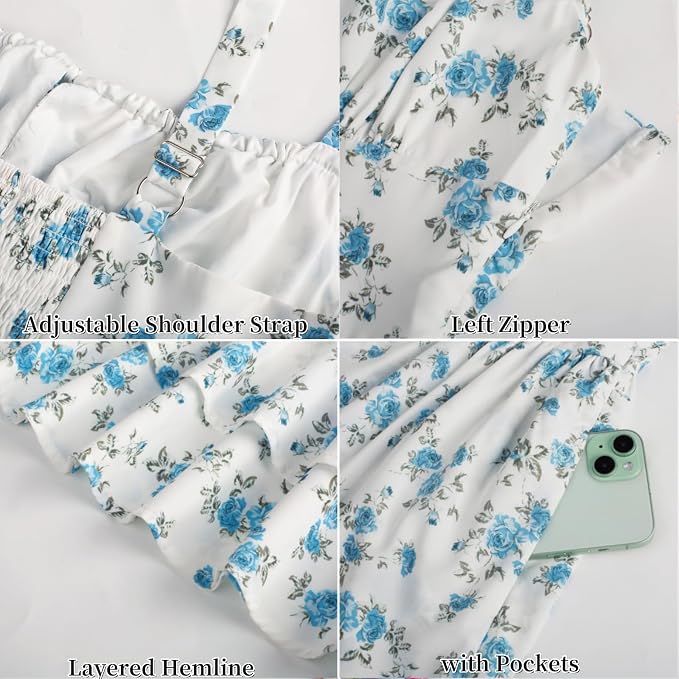 White Blue Floral