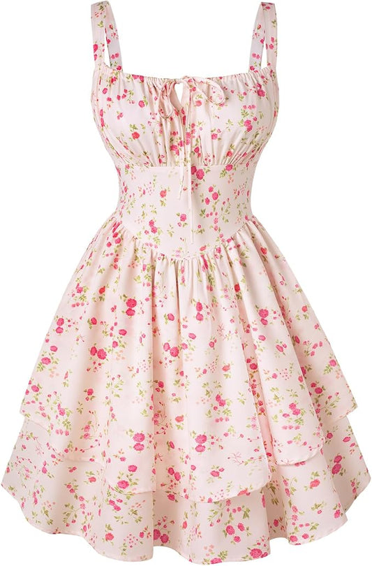 Beige Red Floral