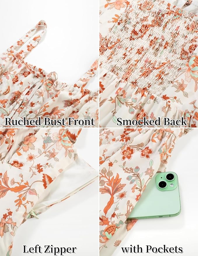 Beige Orange Floral