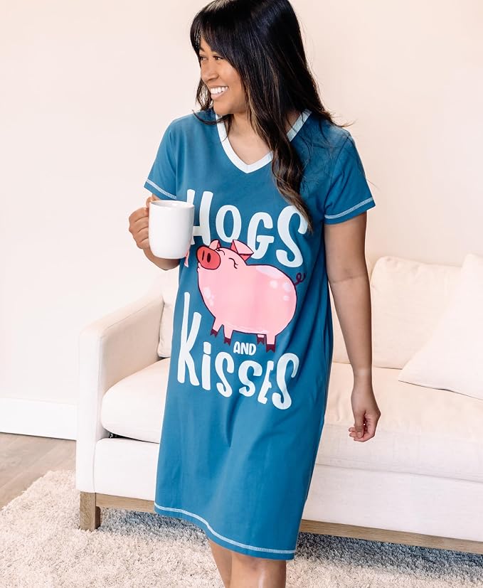 Blue Hogs & Kisses Nightshirt