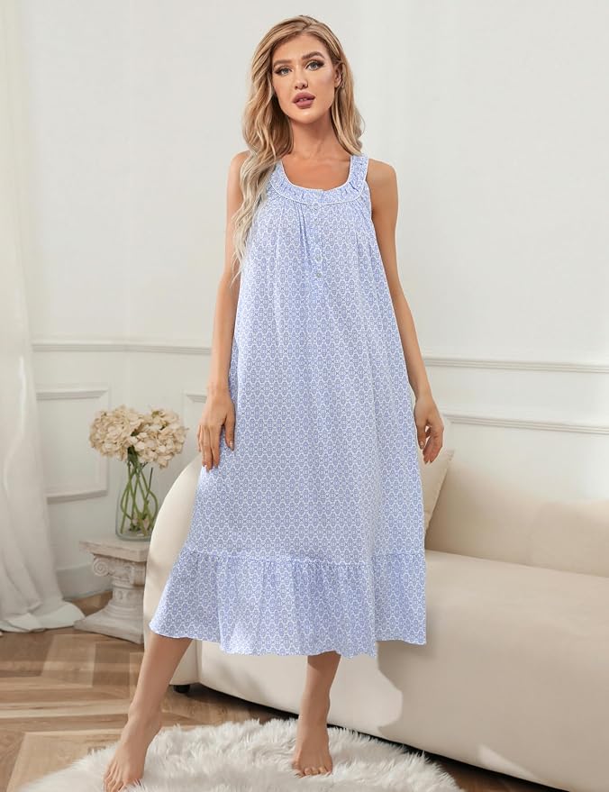 100% Cotton White Blue
