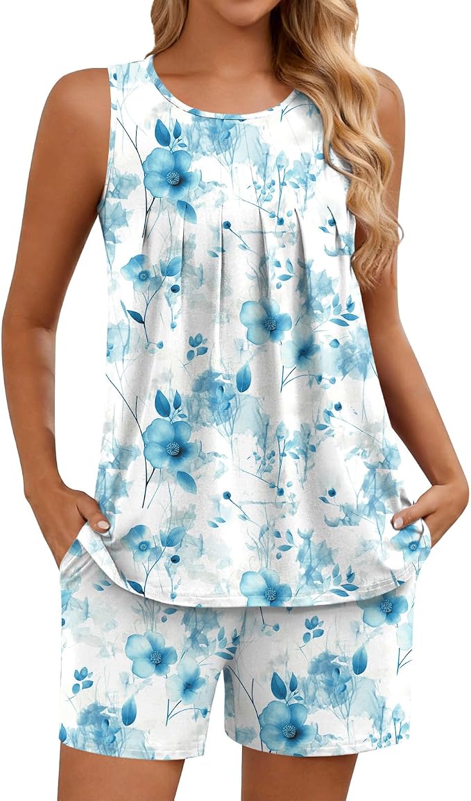 Floral Aqua Blue-beige
