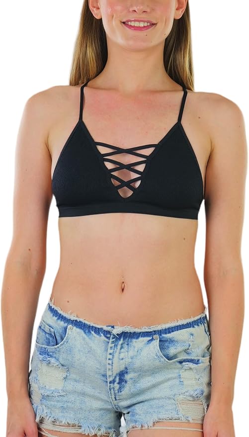 Deep V Cage Strappy - Black