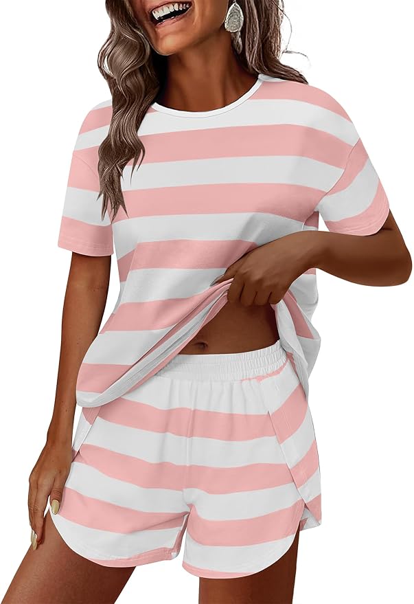 Pink White Wide Striped
