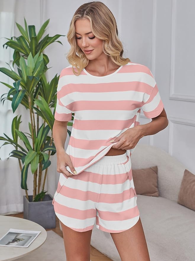 Pink White Wide Striped