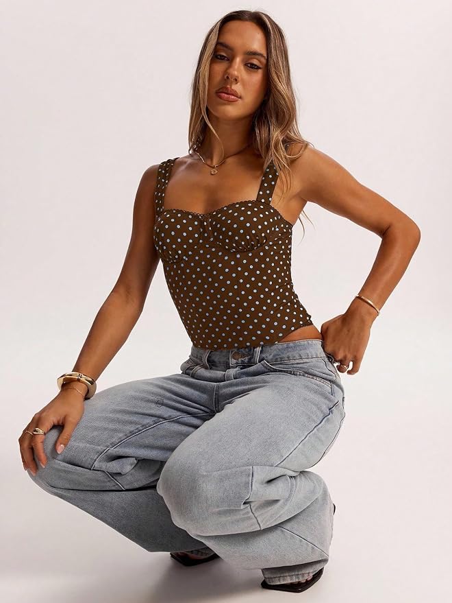 Brown Polka Dots Print