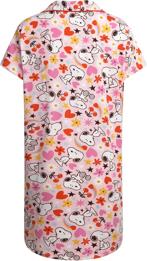 Pink Snoopy Flowers & Cherries Print