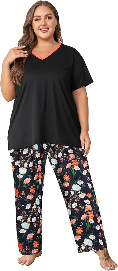 Orange Floral/Black