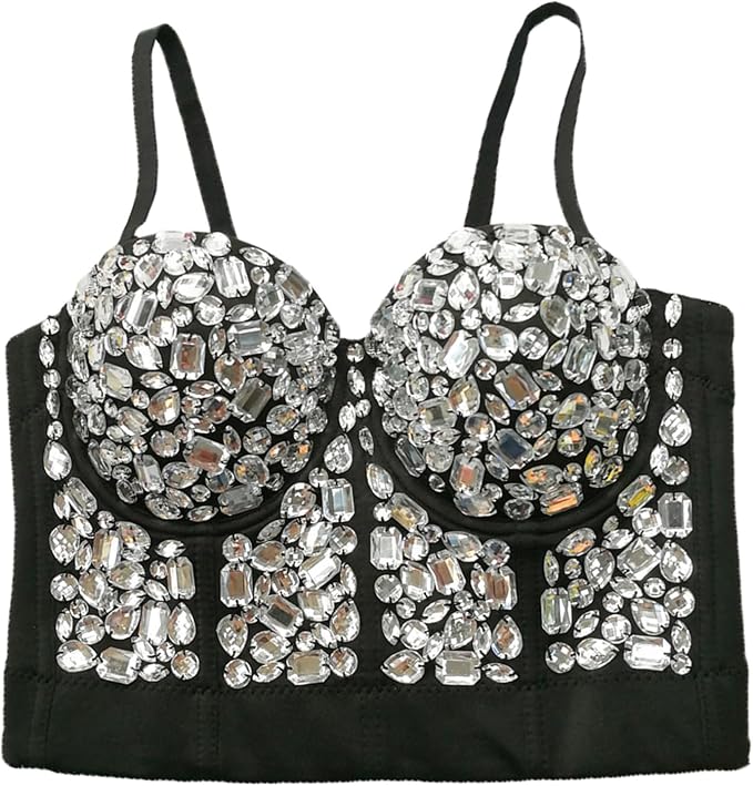 Rhinestone Corset Bustier Silver