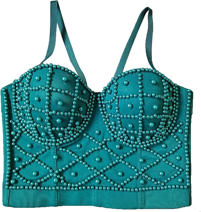 Pearls Beaded Bustier Corset Green