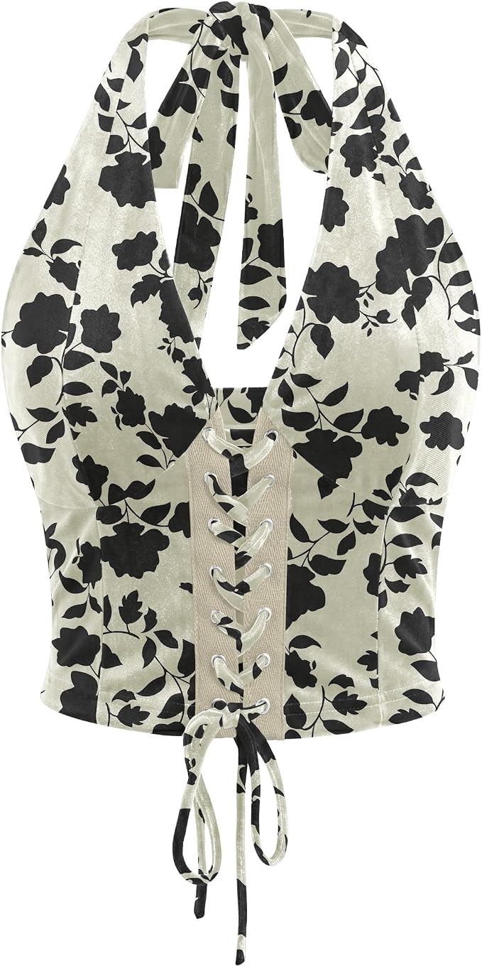 14 White Black Floral