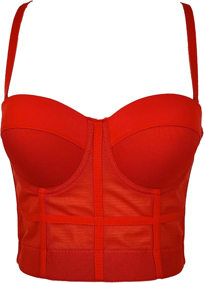 Mesh Breath Crop Top Red