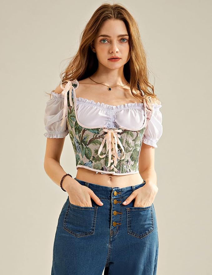 Beige Green Floral