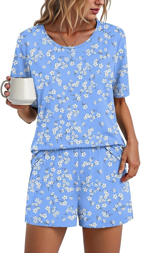Crew Neck-light Blue Floral