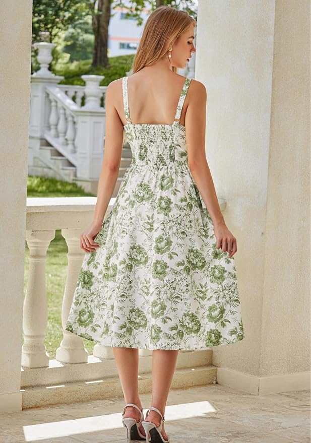 White Green Big Floral