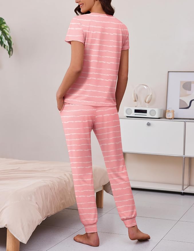 Pink Stripes/Black Dots