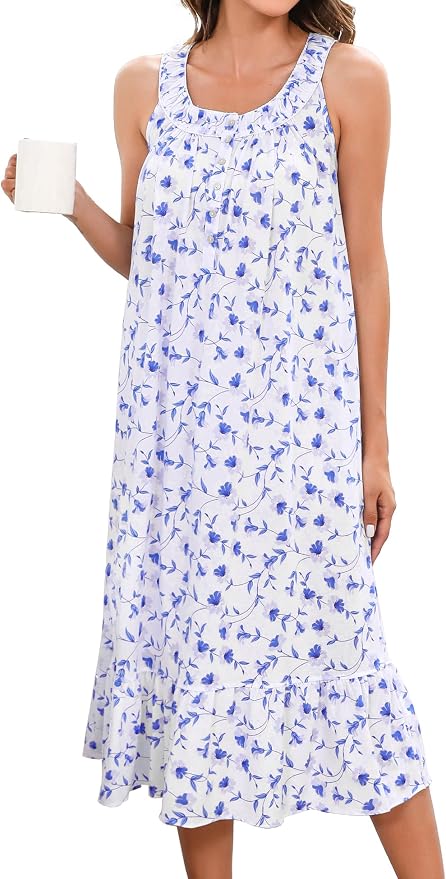 60% Cotton Blue Morning Glory on White
