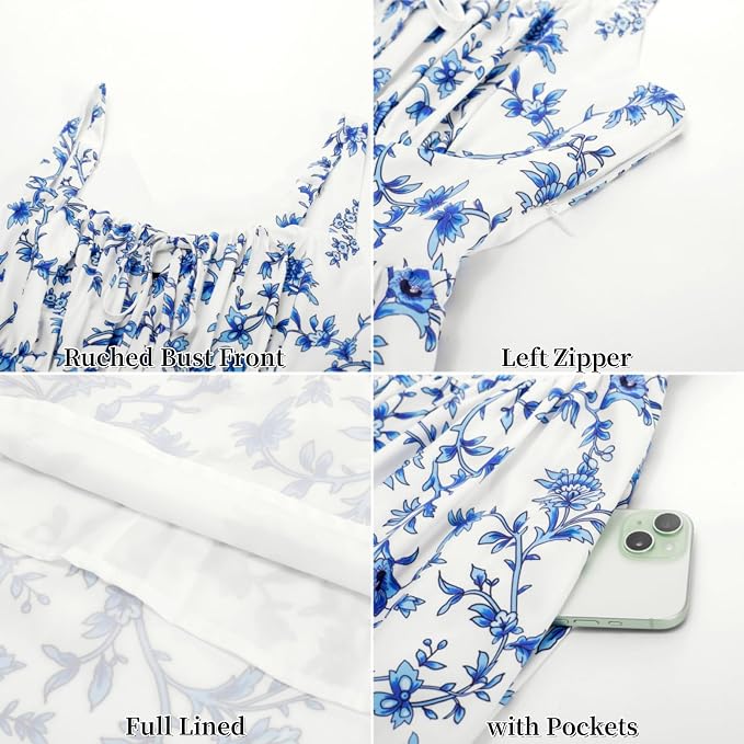 White Blue Floral