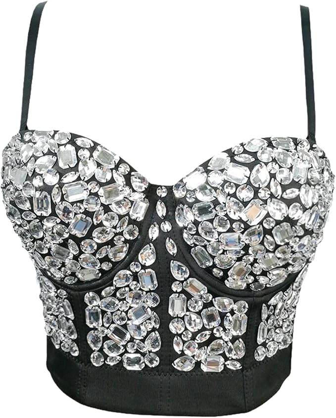 Rhinestone Corset Bustier Silver