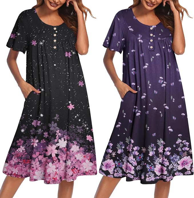 Cherry Blossoms Black/Floral Purple
