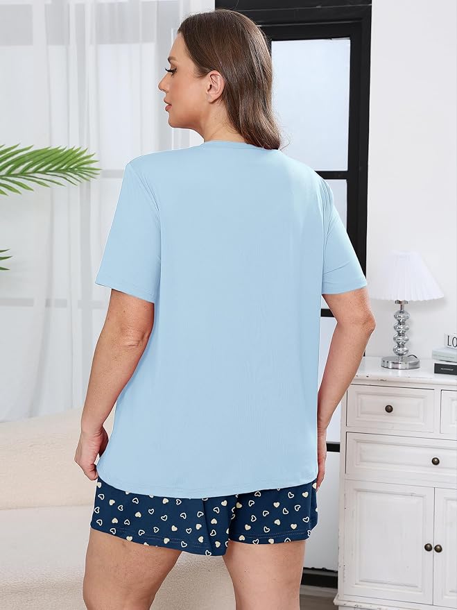 Navy Blue Heart Print