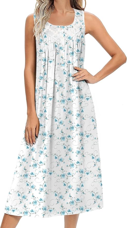 White Blue Florals