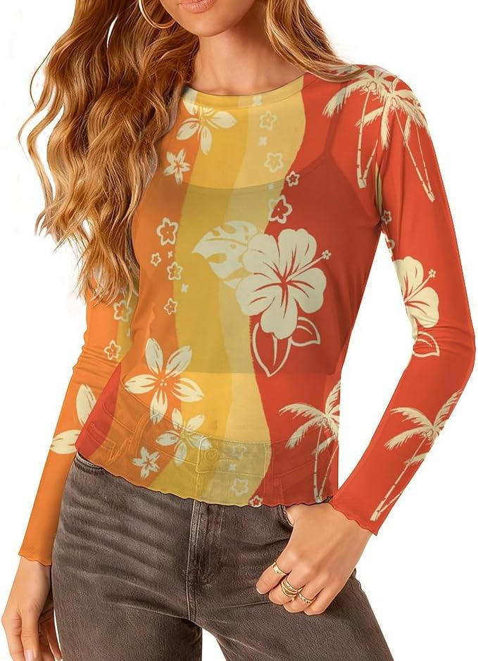 Orange White Floral