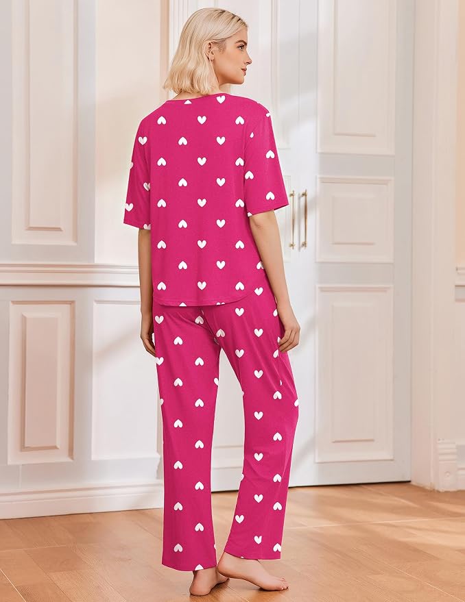 Rose Heart/Light Blue Striped