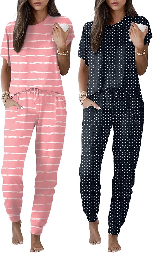 Pink Stripes/Black Dots