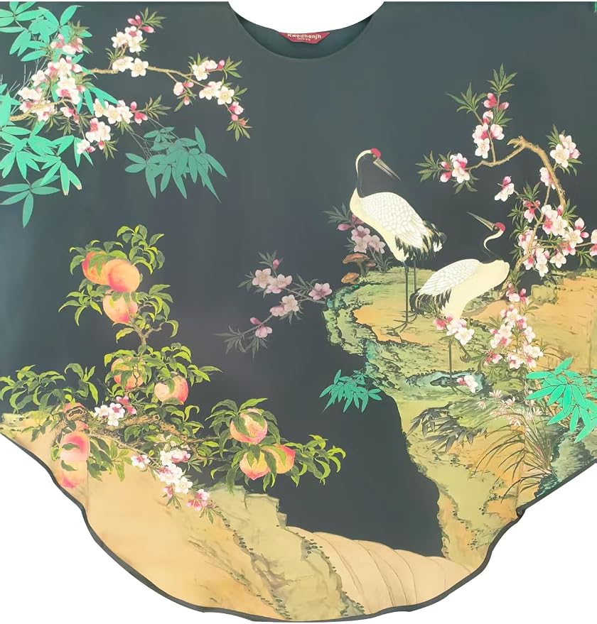Crane Peach Blossom Painting - Black