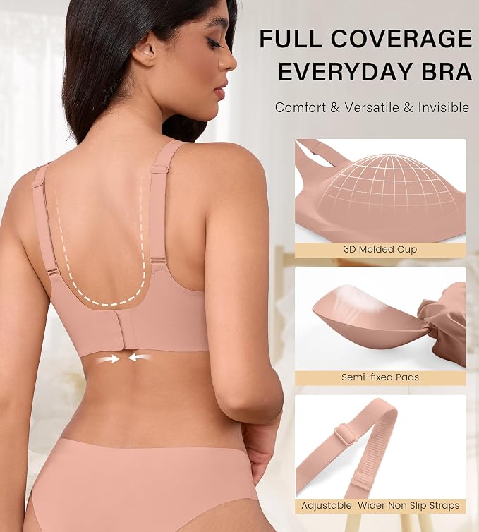 Brown,pink,beige-scalloped 3pack